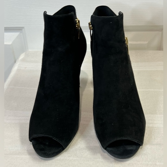 Marc Fisher black suede style Serenity peep toe high heel zipper bootie 8 1/2 - Picture 7 of 16